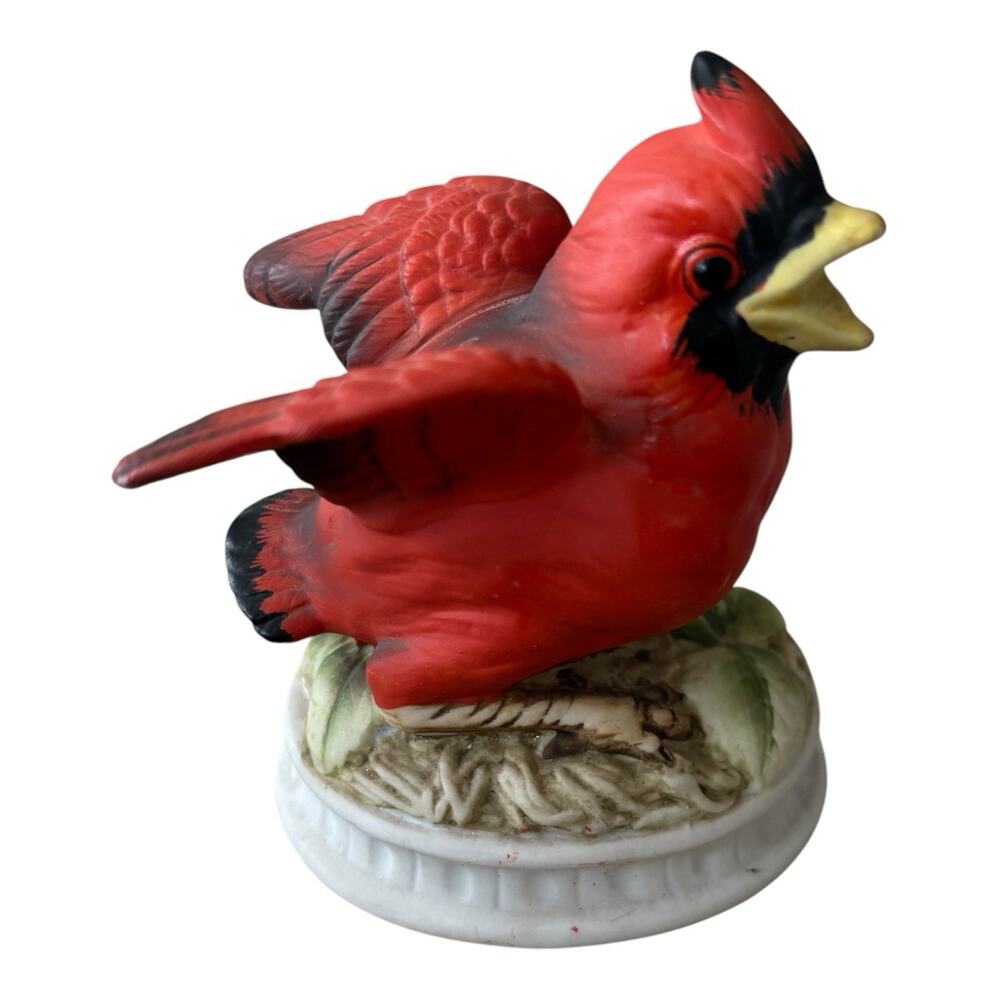 Lefton China Hand Painted Red Cardinal Bird Figurine KW1637 Vintage